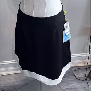 CeCe Black Mini Skirt with White Hem